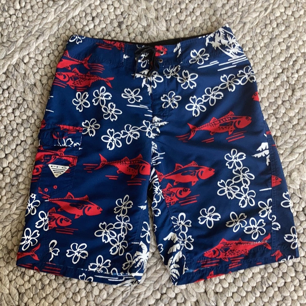 Columbia PFG tropical fish print board shorts